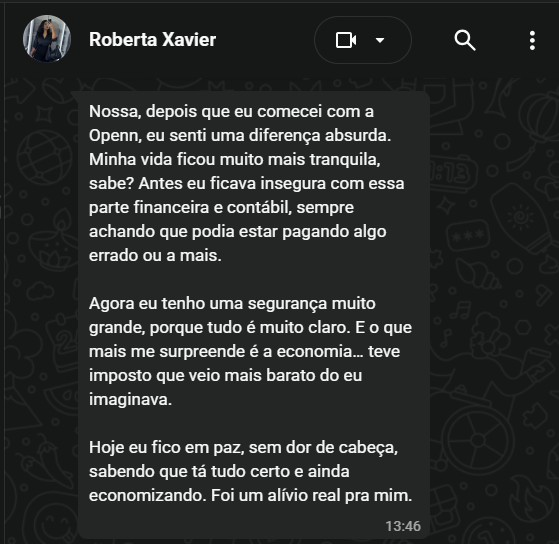 Depoimento de Roberta Xavier